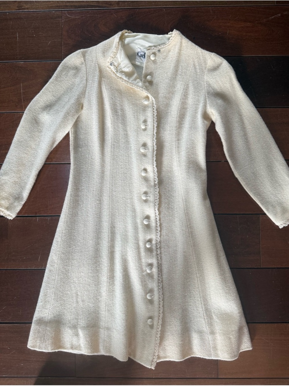 Elegant Cream Button-Front Coat (Tiny adult/child)